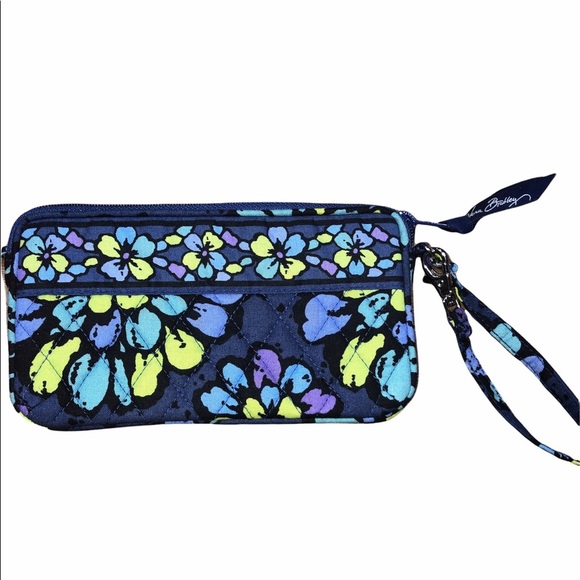 Vera Bradley blue floral fabric wallet wristlet - Picture 1 of 7
